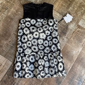 Adorable little girl’s black/white/sunflower dress